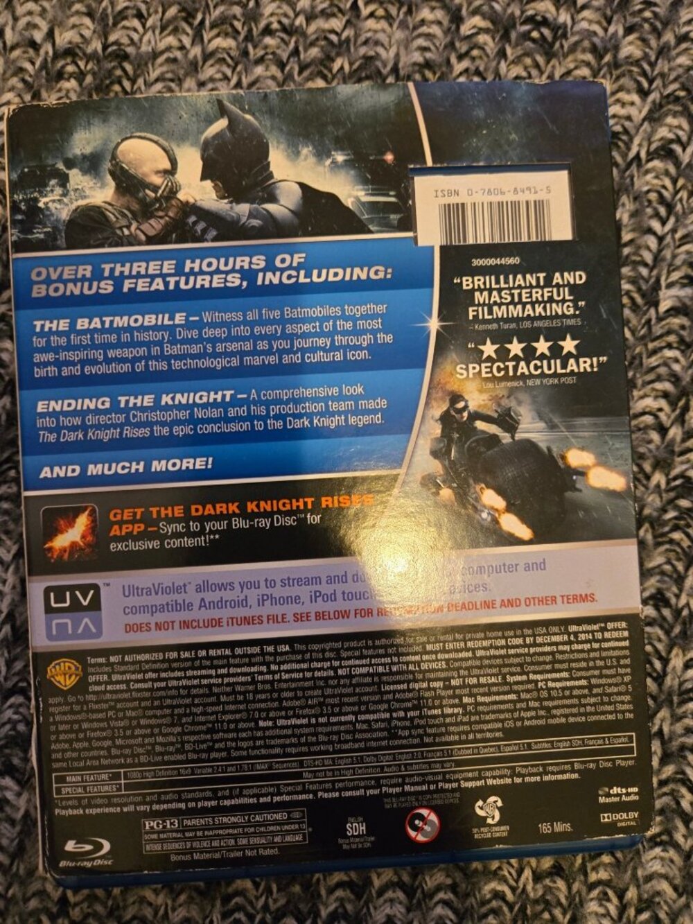 The Dark Knight Rises Blu-Ray + DVD + UltraViolet Combo Christopher Nolan Film - Picture 2 of 2